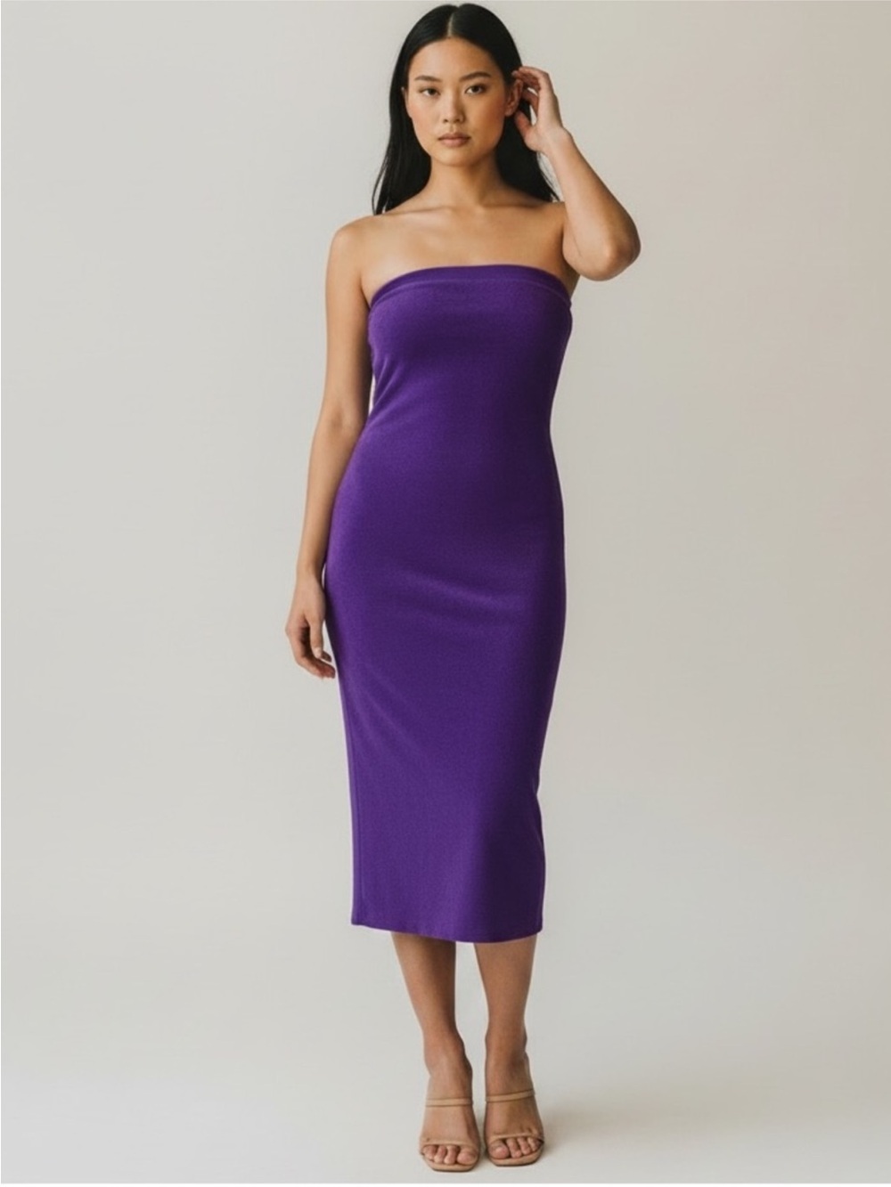 Rolla Coster Strapless Purple Midi
Dress